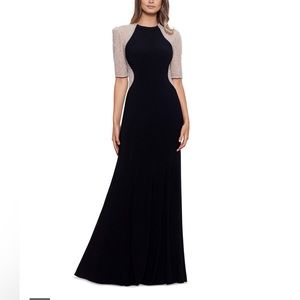 Beaded-Sleeve Gown